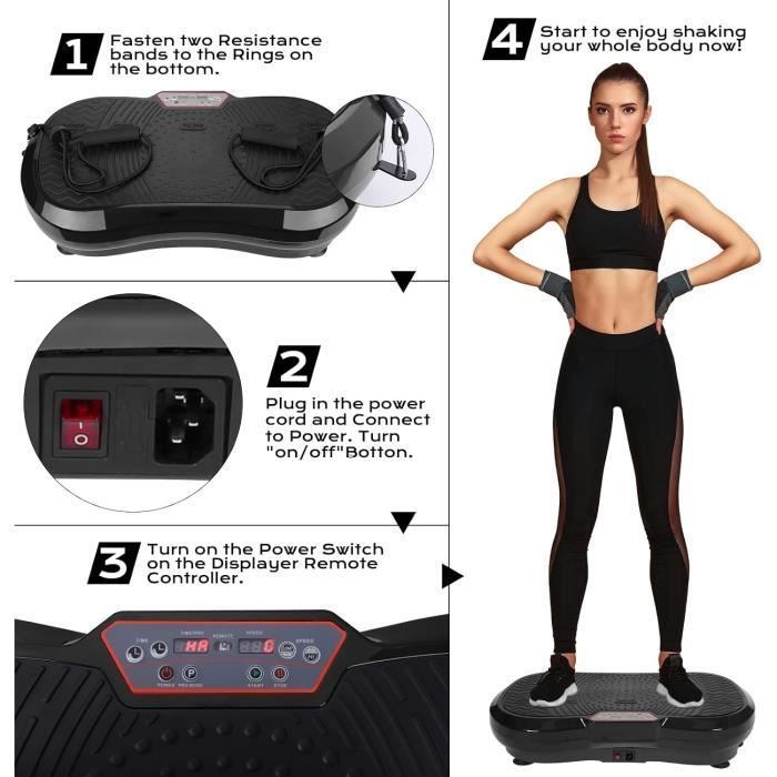Stille trilplaat voor fitness, 10 voorgeprogrammeerde programma's + 120 trilstanden, antislip