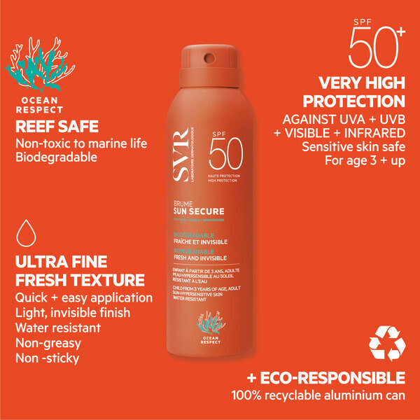 SVR SUN SECURE SPF 50+ Spray solare per il corpo, 200 ml