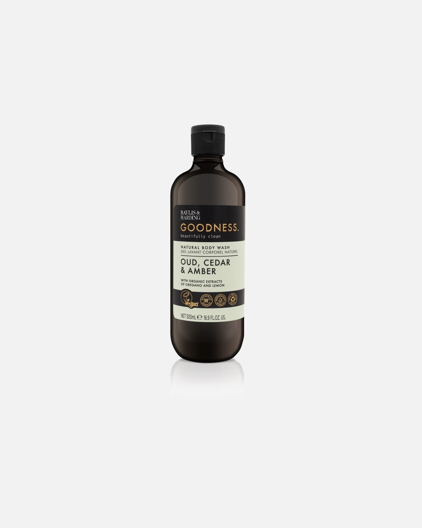 Sprchový gél Baylis & Harding Goodness Oud, céder a jantár - 500 ml