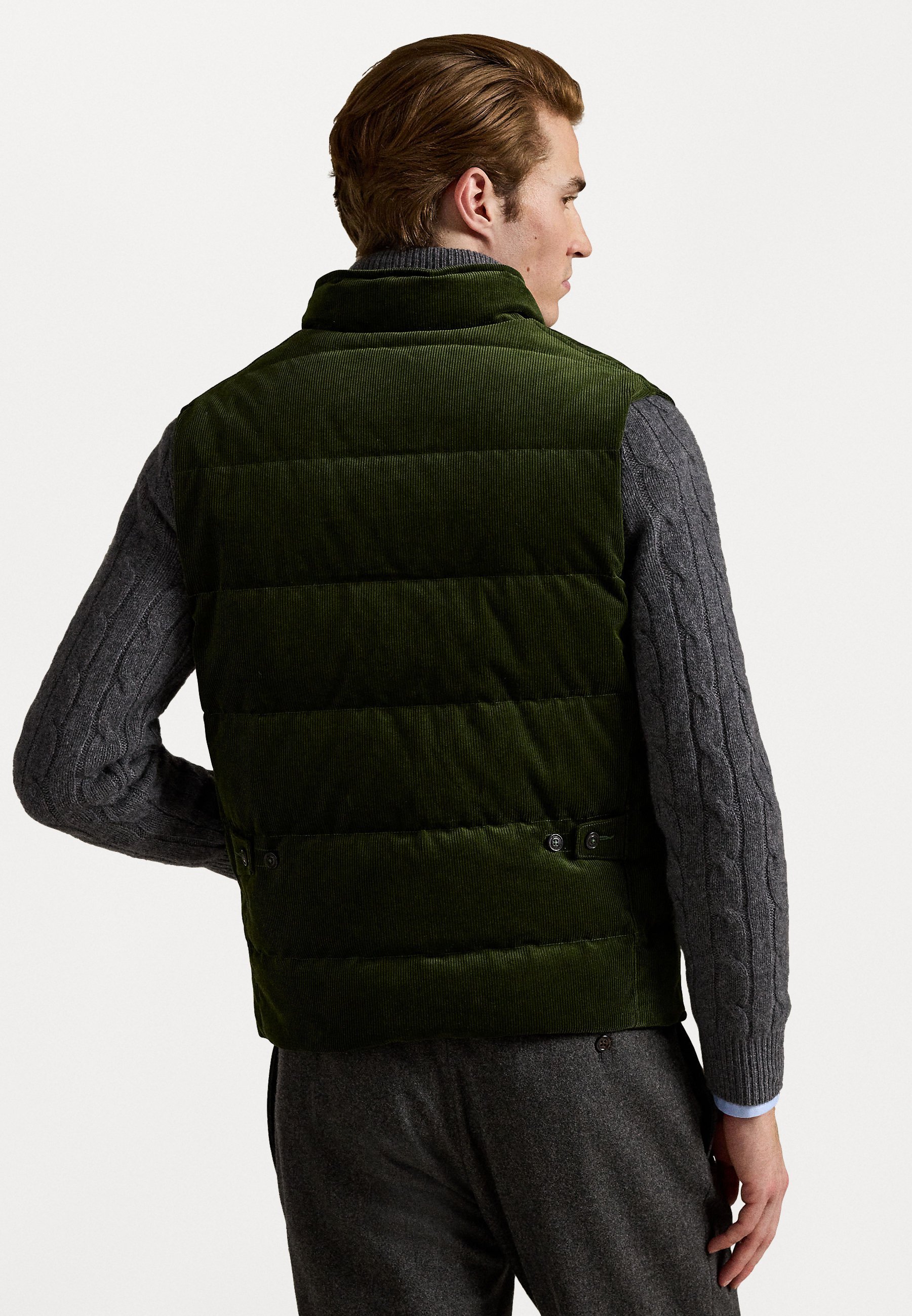 Gilet in velluto a coste trapuntato Polo Ralph Lauren - colore verde oliva