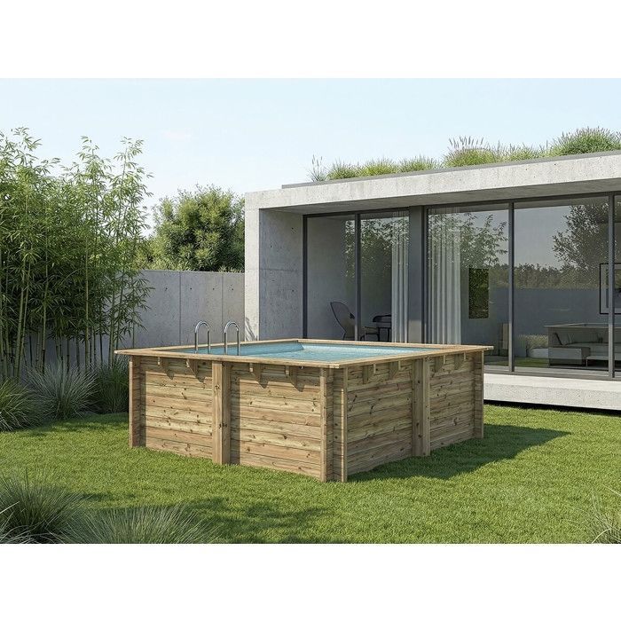 Piscina retangular de madeira 