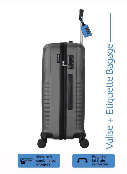 Cabinekoffer 55 cm - ADC - Harde ABS-schaal - 4 x 360° wielen - 39 liter - Inclusief bagagelabel