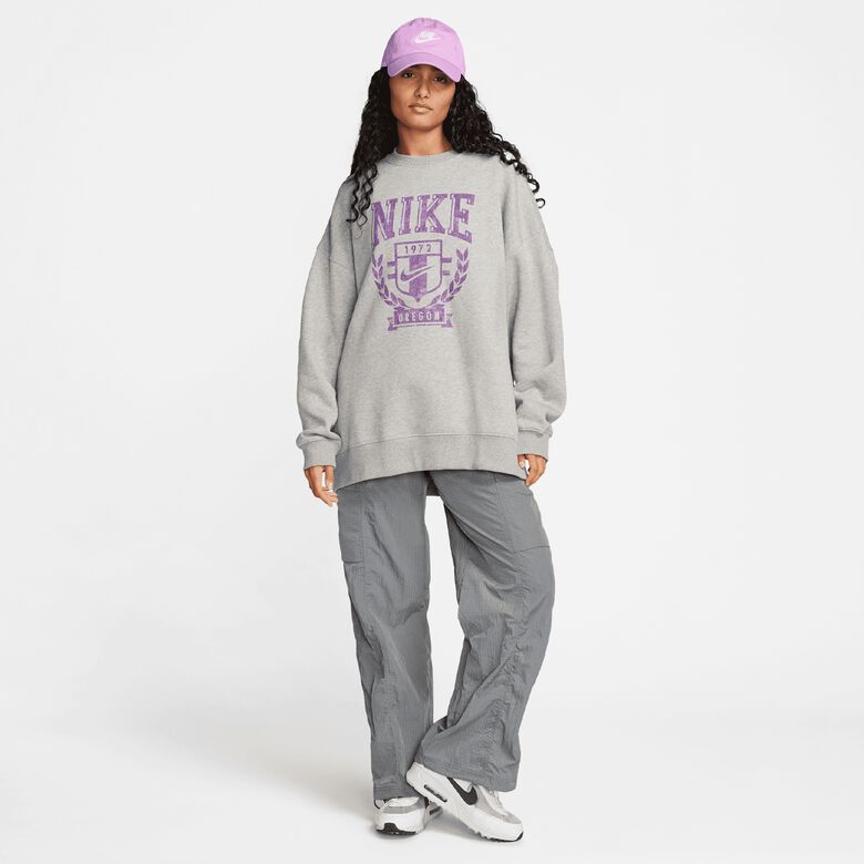 Sportieve fleece trui met ronde hals in varsity-stijl