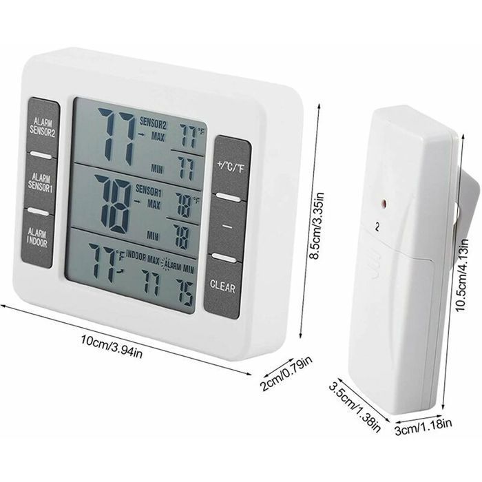 Digitales Thermometer – XVX – Kabelloses Modell – Akustischer Alarm – Min/Max-Anzeige – Hohe Genauigkeit