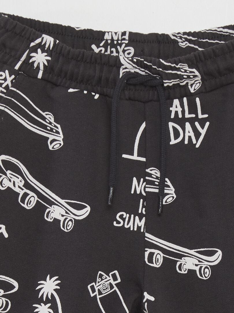 Bermudas de tejido polar estampado - NEGRO