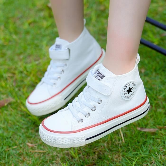 Baskets Toile Mixte Enfant Haute Chaussures Léger Respirante Antidérapant Pour Garcon et Fille