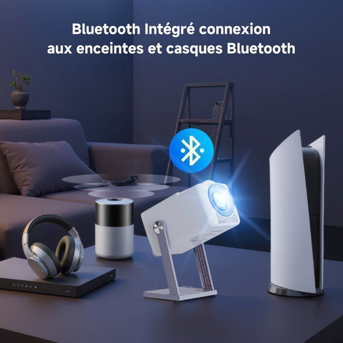 Proyector LaylaTang K300 4K Android TV - 29000 lúmenes - WiFi 6 - Proyector portátil con corrección trapezoidal automática - Rotación de 360° - Bluetooth 5.0