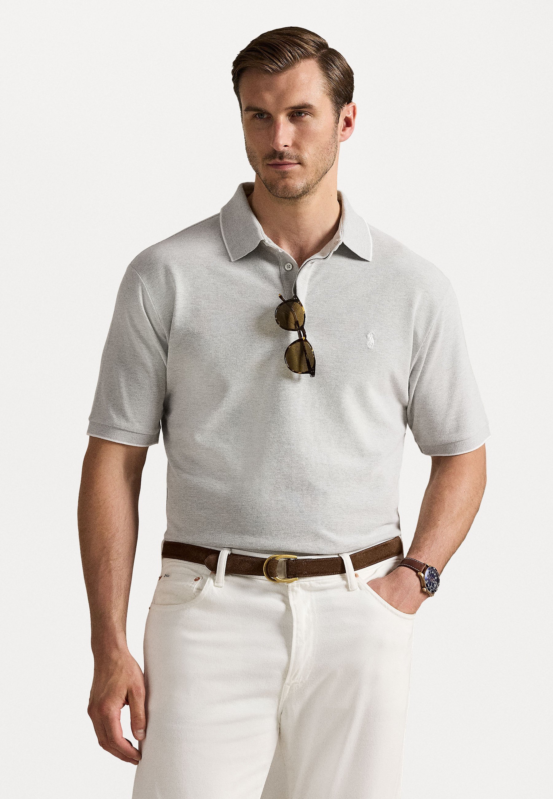 Polo Ralph Lauren Big & Tall STRETCH OXFORD POLOSHIRT - Poloshirt - andover gemêleerd/wit