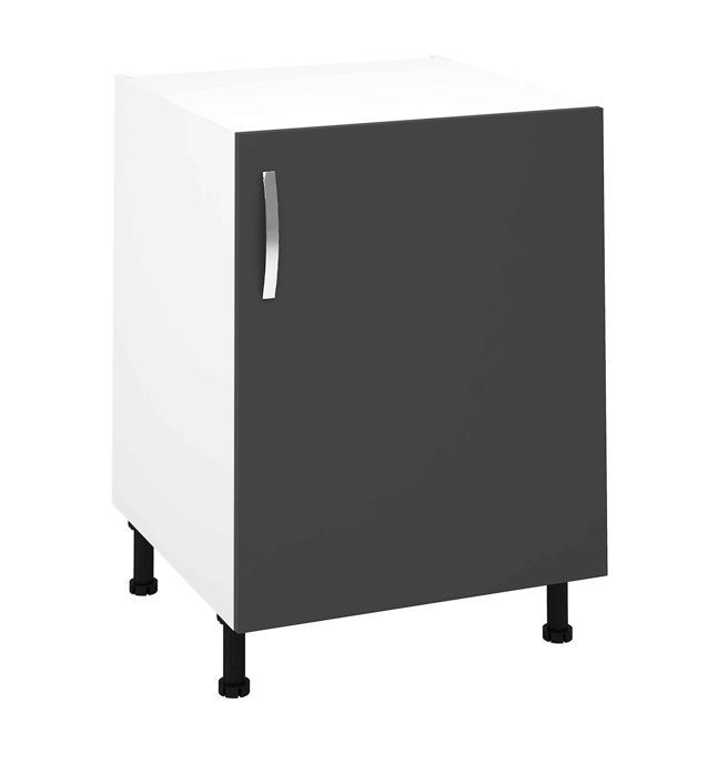 Mueble bajo de cocina con 1 puerta, gris - Alto 85 x Largo 60 x Profundidad 58 cm