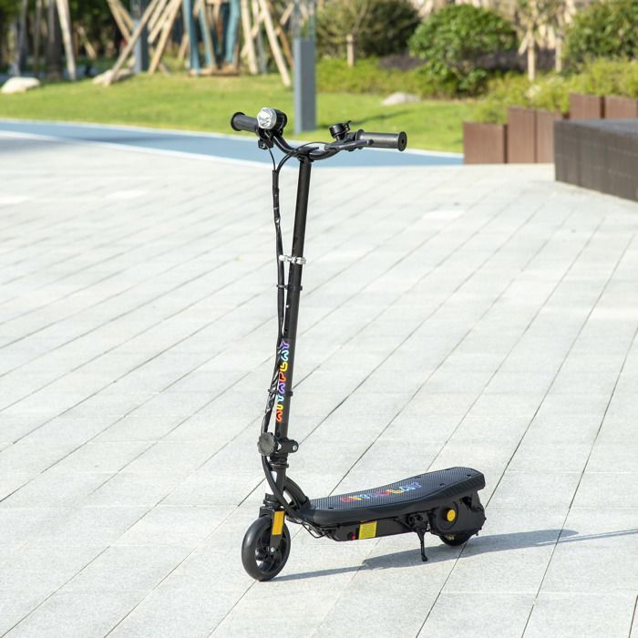 Electric scooter - HOMCOM - 120W foldable for children aged 7-14, 12 km/h, 10 km range - steel - black