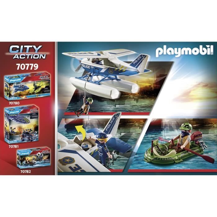 PLAYMOBIL - 70779 - Hidroavião da Polícia e Bandidos - Azul - Playmobil City Action - 33 peças