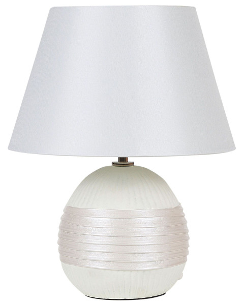 Lampka nocna stołowa ceramiczna kremowa