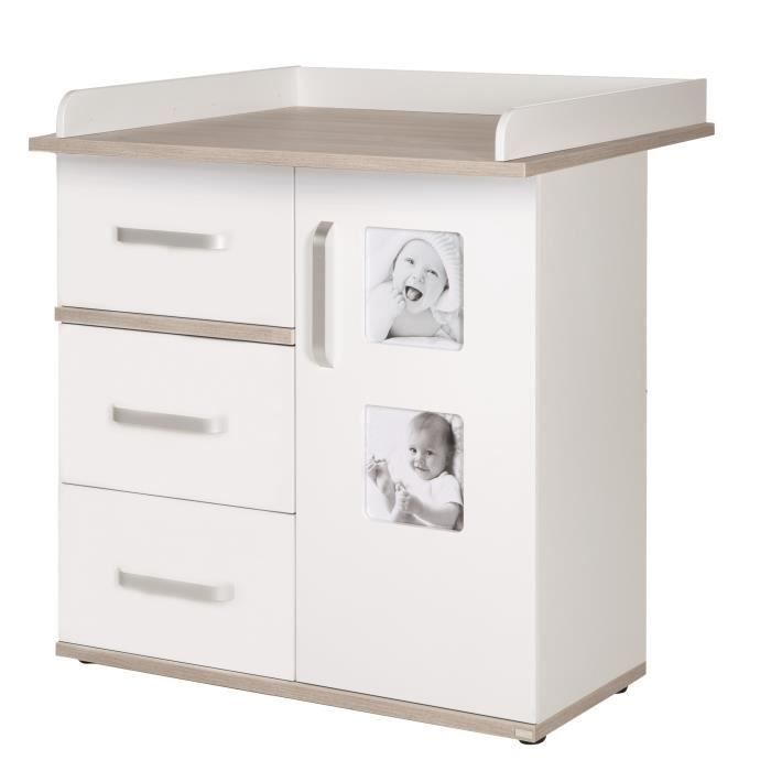 Commode à langer ROBA Moritz - 3 tiroirs et 1 porte - Blanc