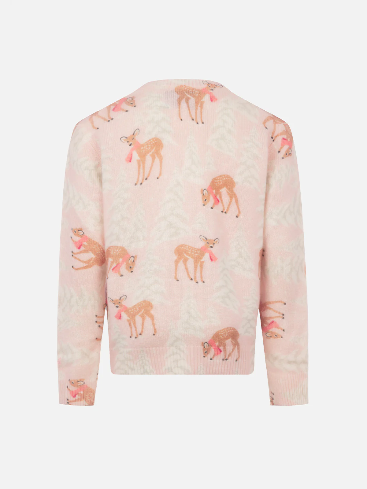 Maglione girocollo rosa da bambina Principessa con stampa di pini e ce