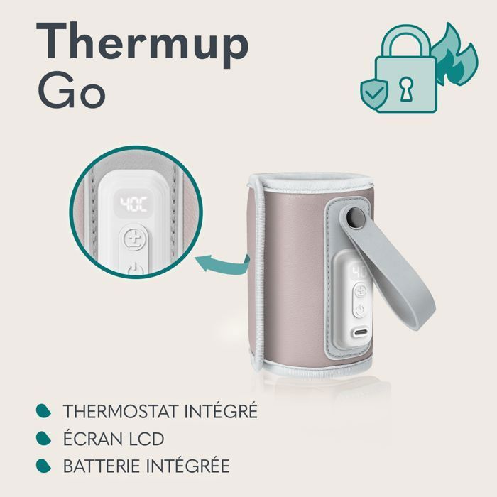 Chauffe-biberon portable LIONELO Thermup Go - USB - Température jusqu'à 24h - Sans BPA - Rose