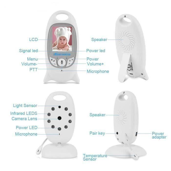 Bébé Moniteur LCD Couleur Babyphone Bébé Moniteur 2.4 GHz Vidéo Numérique Baby Monitor + Caméra avec Vision Nocturne et Surve G01B4