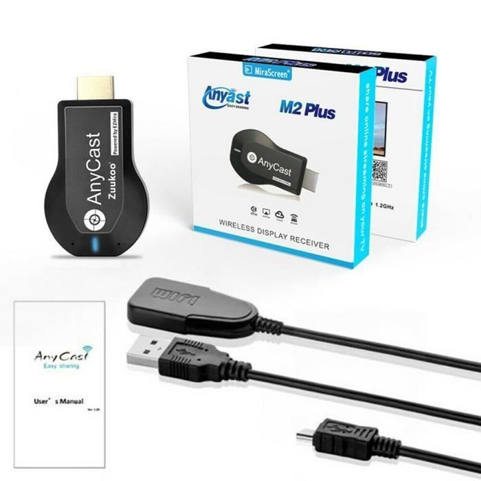 Miracast Dongle HDMI 1080p TV Stick Adapter - MiraScreen - 2.4G WiFi Display - Black - DLNA