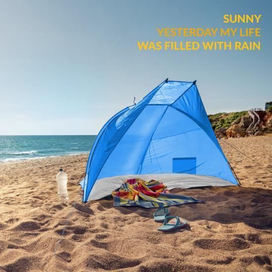 Tienda de playa TRESKO con bolsa de transporte | Protección solar UPF 50+ | Compacta | Impermeable y transpirable