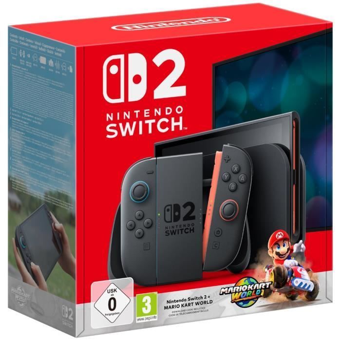 Nintendo Switch 2 Console Light Blue & Light Red + Mario Kart World (Code)
