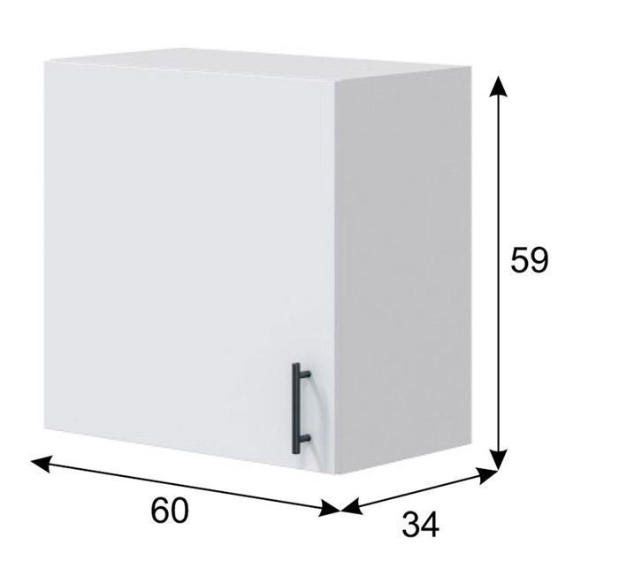 Pensile da cucina a parete con 1 anta, finitura bianco lucido - altezza 59 x lunghezza 60 x profondità 34 cm