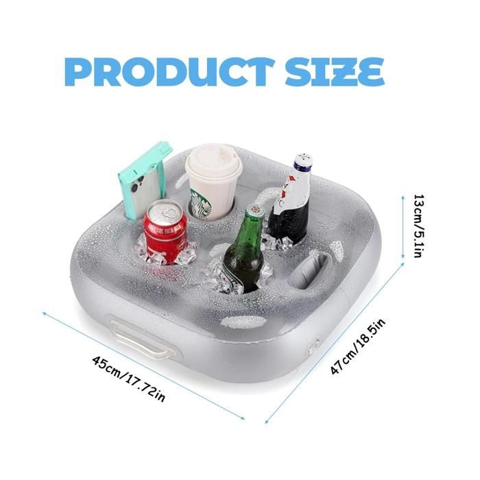 Floating Cup Holder, Inflatable Pool Drink Stand with 6 Slots, Floating Pool Bar, Fun Accessory