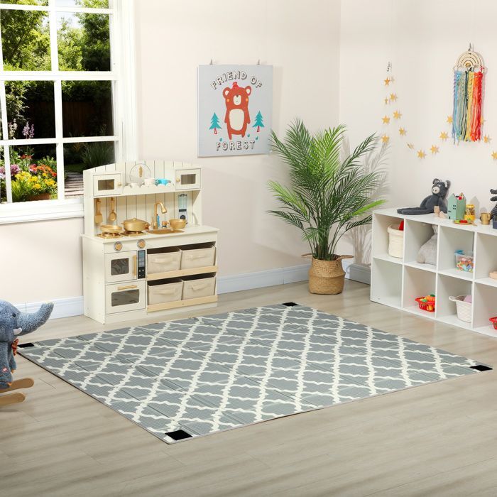 Tapis de jeu pour bébé - AIYAPLAY - pliable et réversible - en mousse épais - XPE - 202 x 180,5 x 1 cm - multicolore