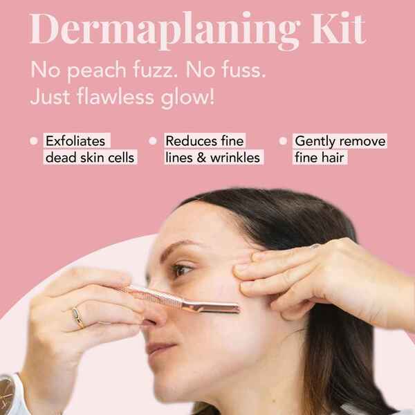 FFS Beauty Dermaplaning ansiktssett + stativ (roségull)
