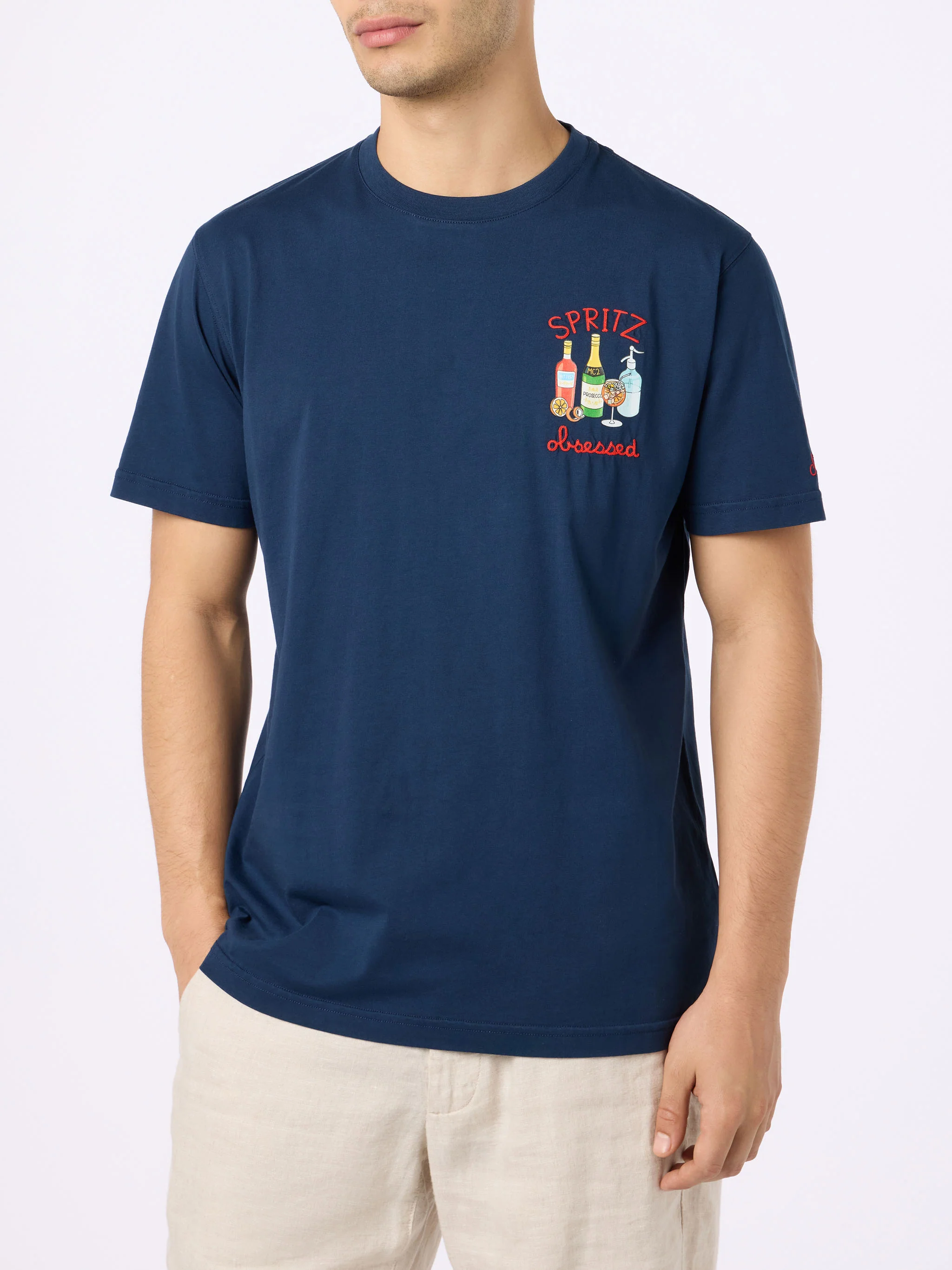 Camiseta de algodón para hombre con bordado 