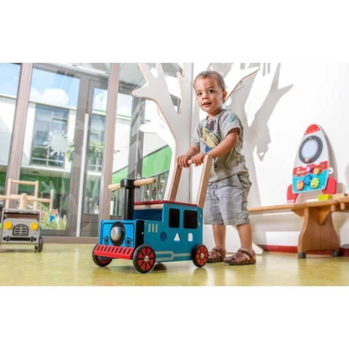 I'm toy - Porteur en bois pour bébé le petit train bleu - IM87571