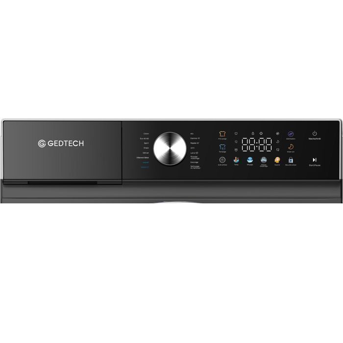 GEDTECH Lave-linge frontal GLLPS81400DG - 8 Kg - 1200 trmn - 16 programmes - Eco - Intensif -  Rapide  Faible conso - LED couleur