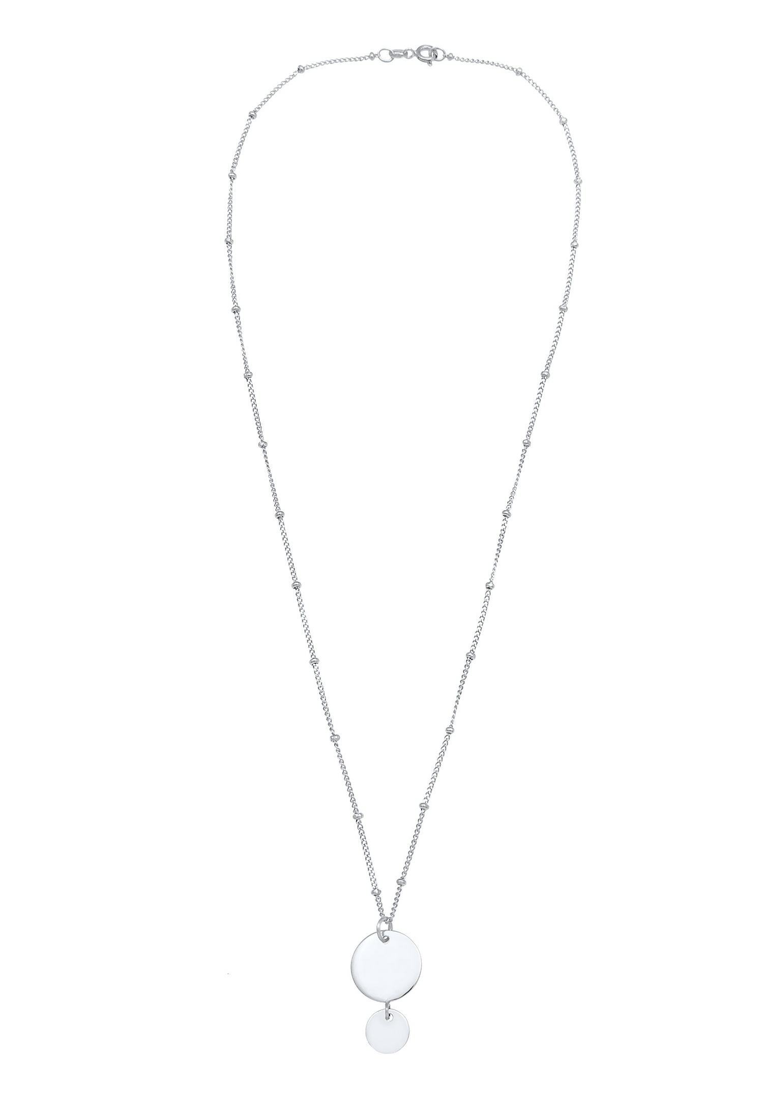 Elli Plaquettes Pendentif Chaîne à Boules Géo Look Trend Collier Femme - (925/1000) Argent