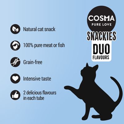 Cosma Snackies DUO 2 în 1 - Gustări liofilizate pentru pisici