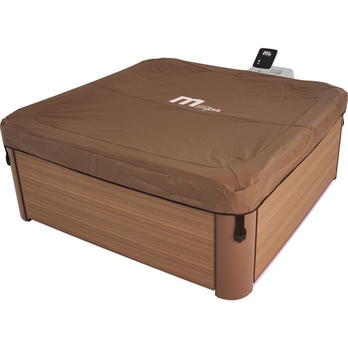 Spa cuadrado de 140 cm x 140 cm, color ámbar, 6 plazas.
