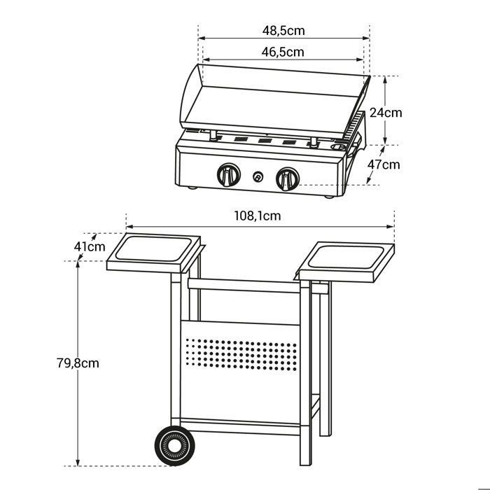 MALA gasgrill - 2 branders 5 kW + trolley