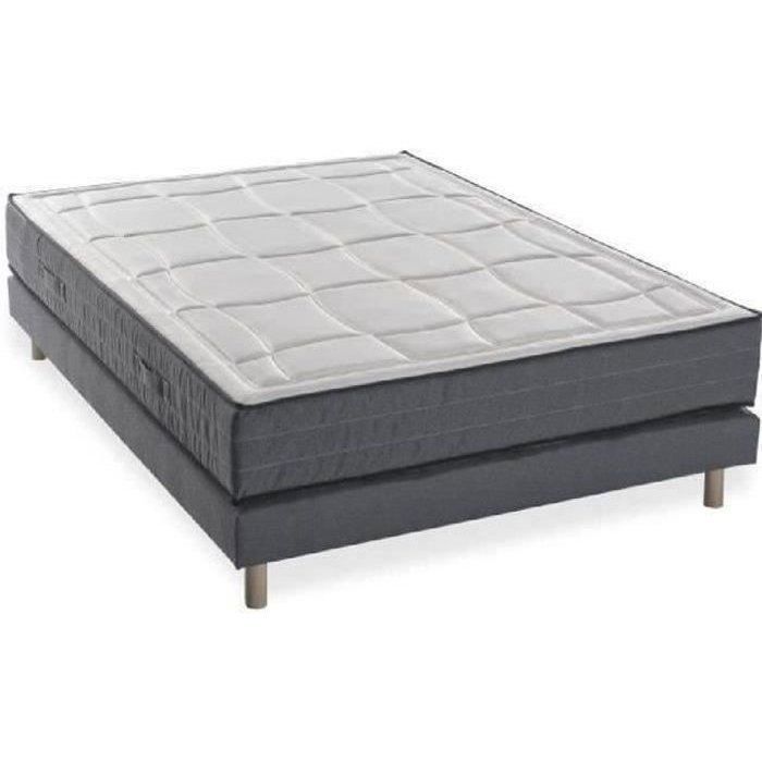 Colchón y base de cama de 140x190 cm - Espuma viscoelástica - 28 cm - 5 zonas - Firme - DEKO DREAM Hotel Premium Lux