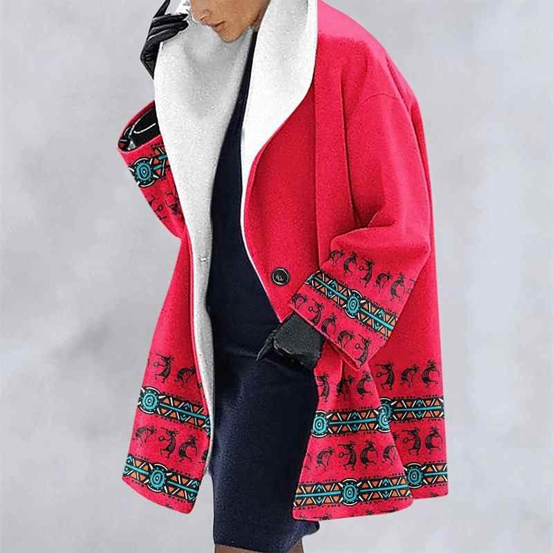 Manteau d'automne décontracté pour femme, veste à manches longues boutonnée avec capuche, imprimé rétro multicolore pour femme casaco feminino