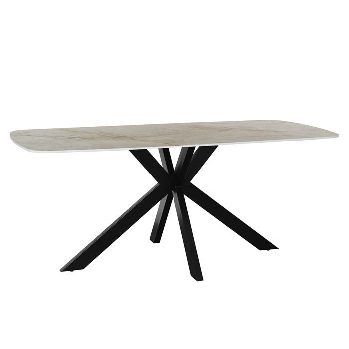 APOLLO XL - Mesa de comedor de piedra sinterizada beige de 180 cm