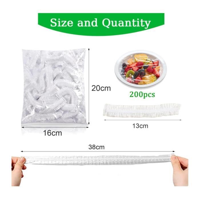 200 piezas de envoltorios reutilizables para alimentos, bolsas para conservar alimentos frescos, bolsas para almacenar alimentos, película elástica estirable