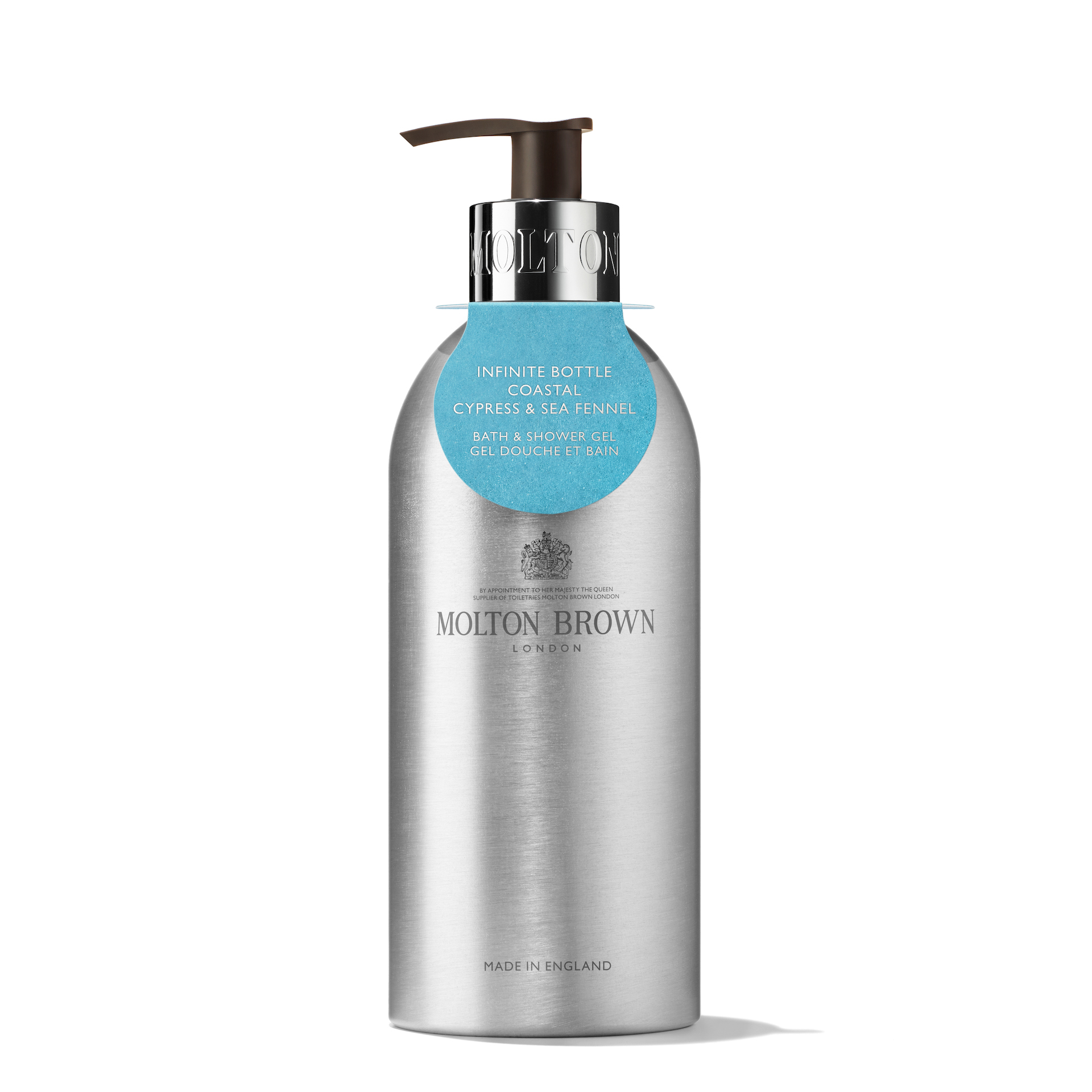 Gel de baie și duș cu chiparos de coastă și fenicul de mare, sticlă Infinite, 400 ml - Molton Brown