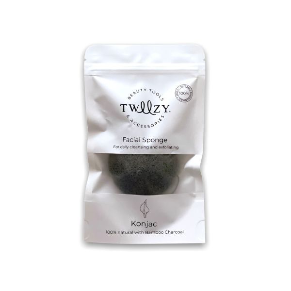 Spugna esfoliante viso Tweezy al carbone naturale al 100%.