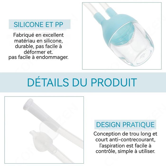 2PCS Aspirador nasal manual de silicona suave y transparente reutilizable para una fácil limpieza de la ventosa nasal
