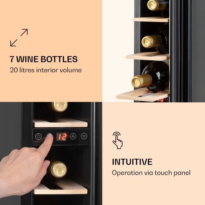 Built-in wine cellar - Klarstein Vinovilla 7 Built-in Uno Onyx - 20 L - 7 bottle capacity - silver