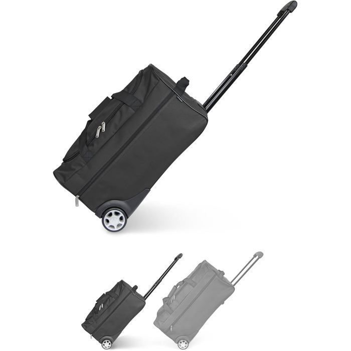 Zwarte trolley reistas - Rolkoffer, telescopische handgreep, ruim compartiment, ritsvak, ideaal voor weekendjes weg.