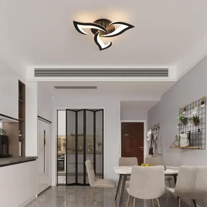 DELIPOP Plafonnier LED moderne 36W - 3000K lumière chaude Lampe de plafond pour salon chambre salle à manger - 3 Lumières - Noir