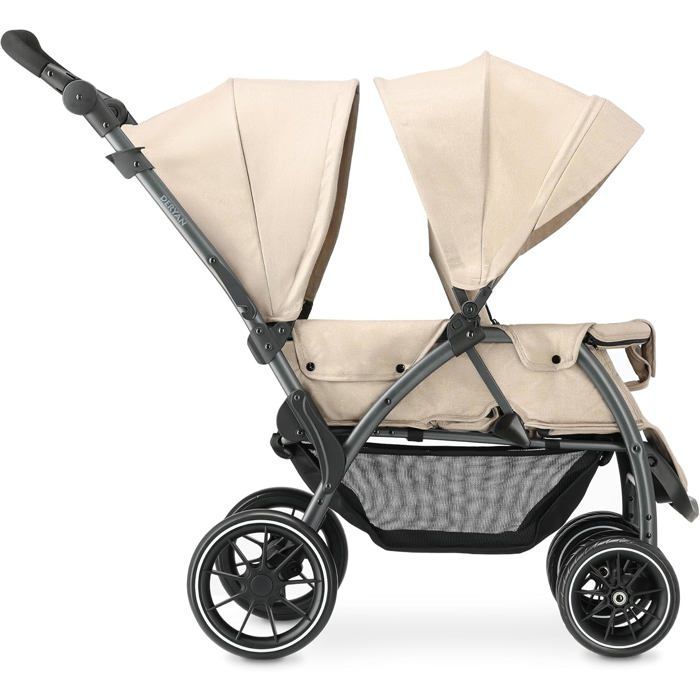 Carrinho de Bebê Duplo Tandem para Crianças - Cinto de Segurança Ajustável de 5 Pontos - Adequado para Crianças até 4 Anos na Cor Nougat