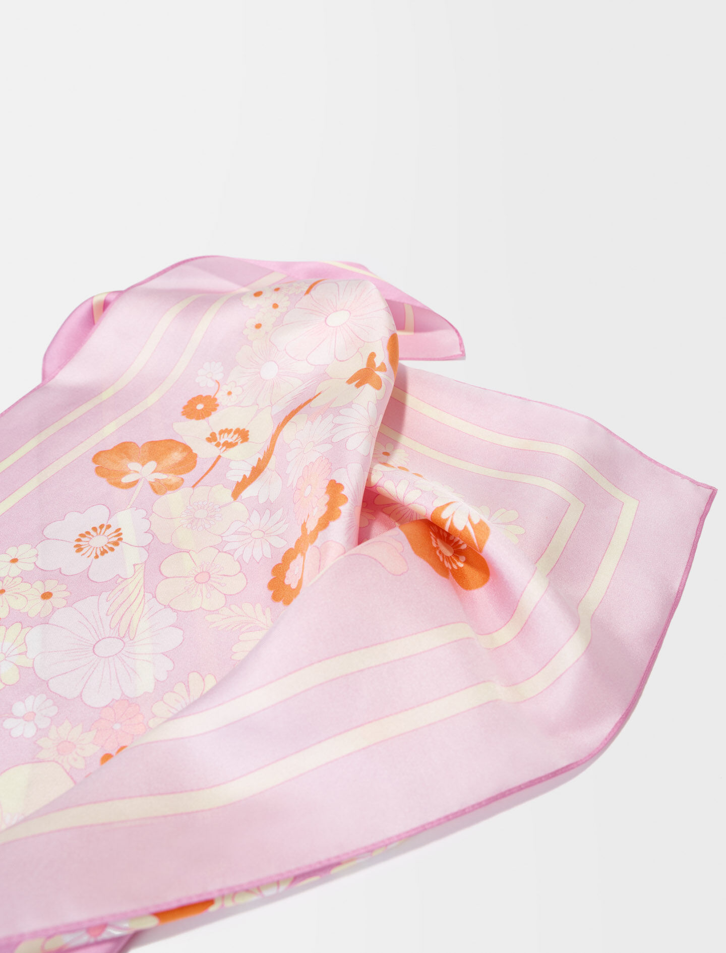 Zijden sjaal met Flower Power-print - Flower Power Rose