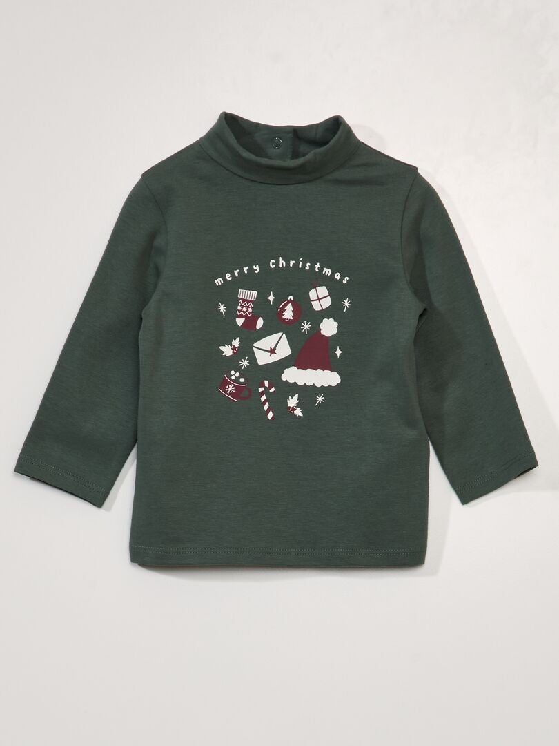 Jersey T-shirt met colkraag - GROEN
