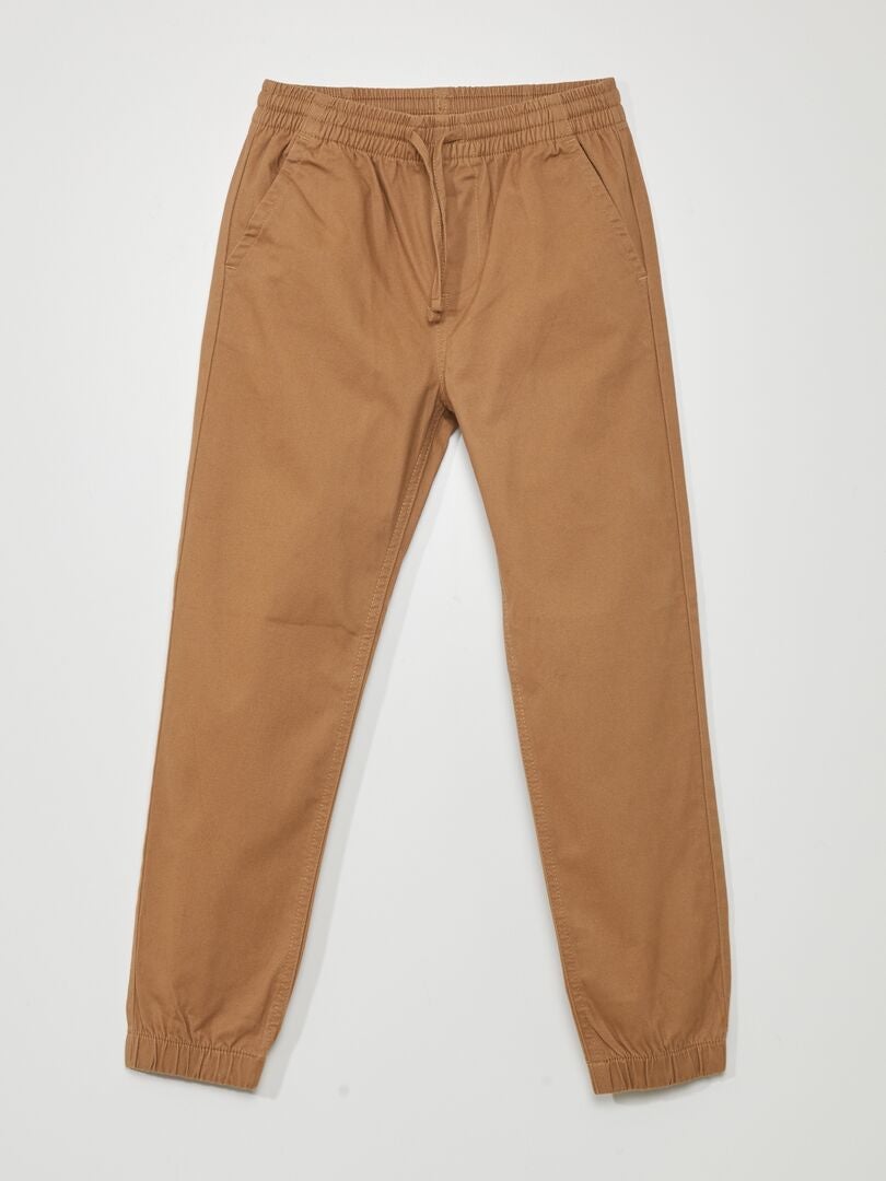 Joggingbroek met elastische tailleband - BEIGE