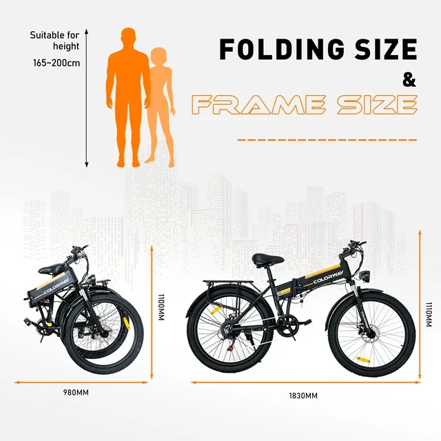 COLORWAY 26 Faltbares Elektrofahrrad, 500W/12AH/36V herausnehmbarer Akku, leichtes E-Bike aus Aluminiumlegierung, Höchstgeschwindigkeit bis zu 32,2 km/h
