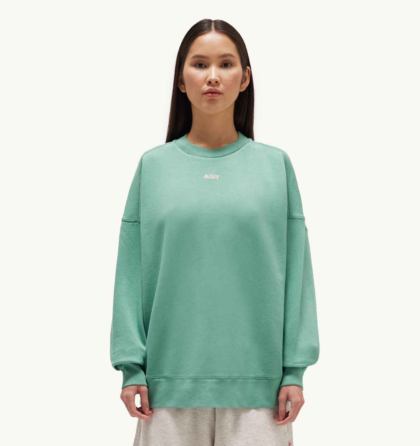 HANORAC RELAXED CROIALĂ DIN JERSEY DE BUMBAC PERIAT VERDE